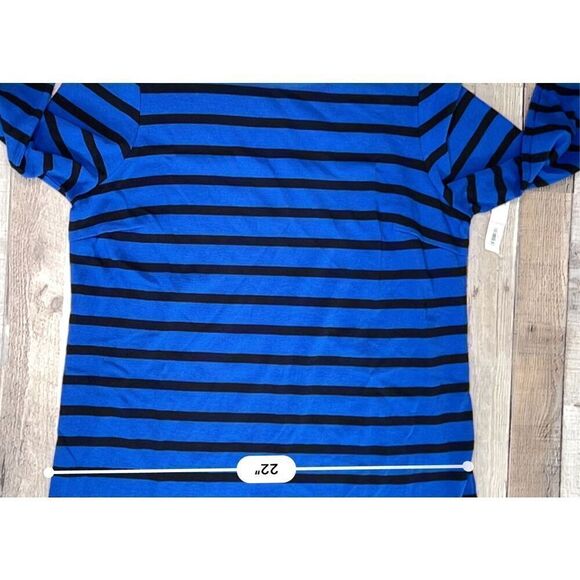 Old Navy Heavyweight Knit Blue Black Striped A-line Dress Sz Large NWOT - Picture 7 of 11